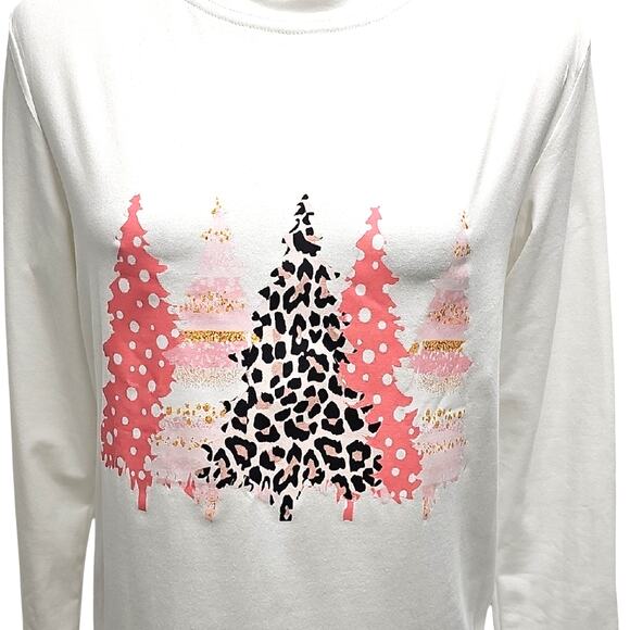 Unbranded Womens Long Sleeve Tee with Pink and Leopard Tree Design Size S (NWOT) - Picture 2 of 8